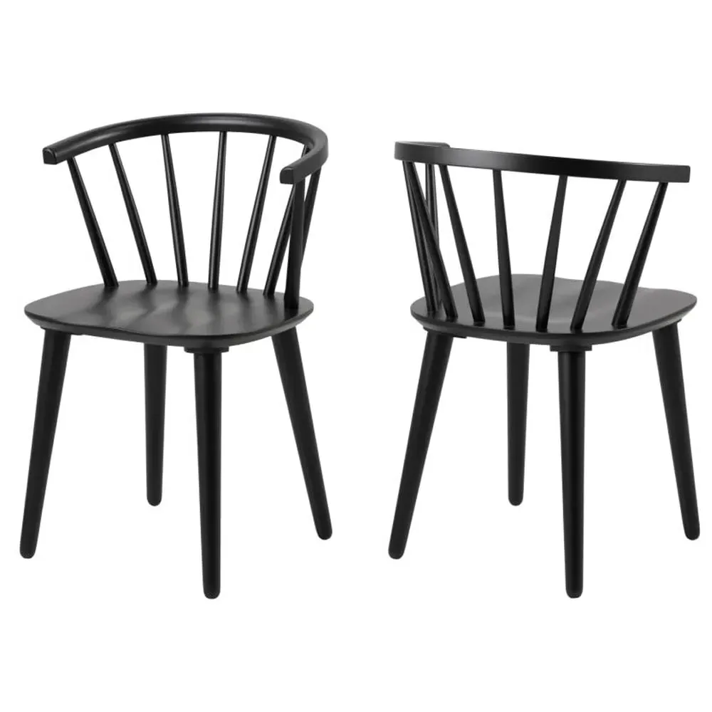 Scribner Dining Chairs In Pair - Black, Wood image