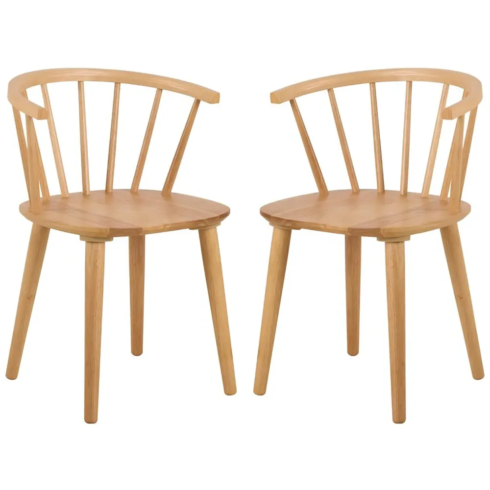 Scribner Dining Chairs In Pair - Matt Oak, Wood
