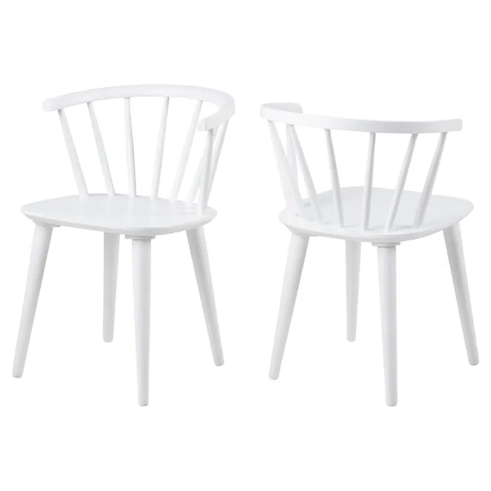 Scribner Dining Chairs In Pair - White, Wood