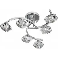 Sculptured Ice 6 Light Curved Semi-Flush Ceiling Light - Chrome