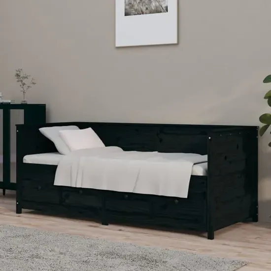 Seath Single Day Bed with Storage - Black, Pine image