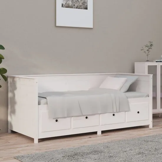 Seath Single Day Bed with Storage - White, Pine Wood product