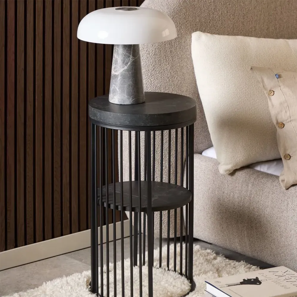 Seattle Round Bedside Cabinet - Black, Wood image