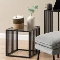 Seattle Smoked Glass Side Table - Black, Metal