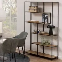 Sebring Large Bookcase with Metal Frame - Black Oak