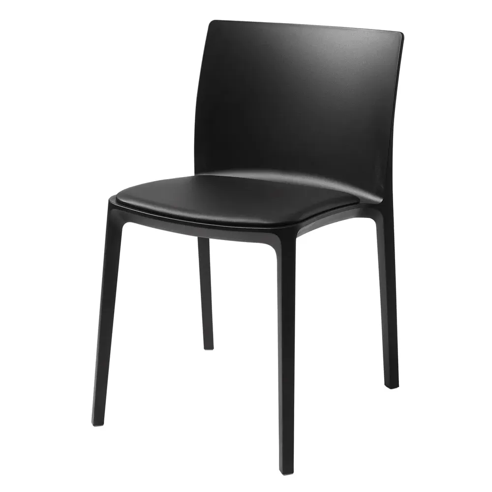 Sebring Outdoor Side Chair - Black, Reinforced Polypropylene