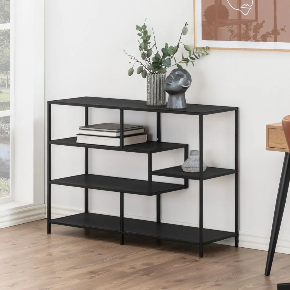 Sebring Small Bookcase with Metal Frame - Black Oak image