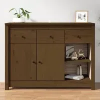Secia Sideboard with 2 Doors 3 Drawers - Brown, Pinewood