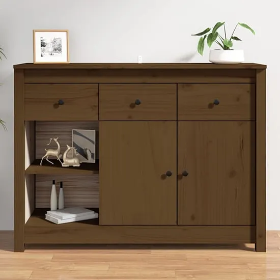 Secia Sideboard with 2 Doors 3 Drawers - Brown, Pinewood