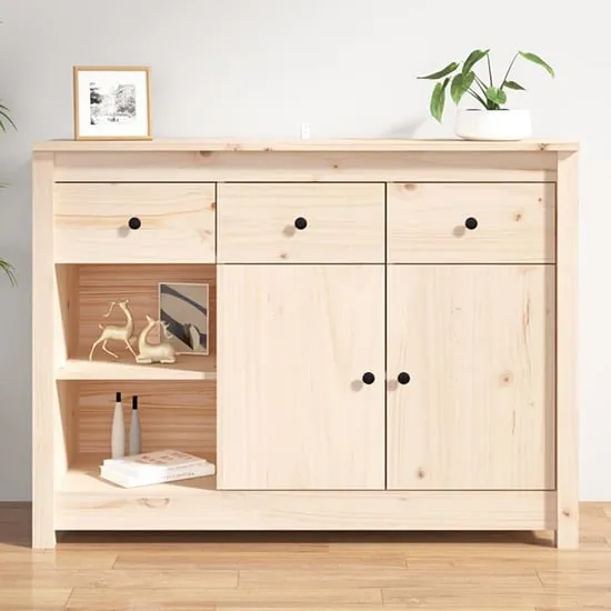 Secia Sideboard with 2 Doors 3 Drawers - Natural, Pinewood