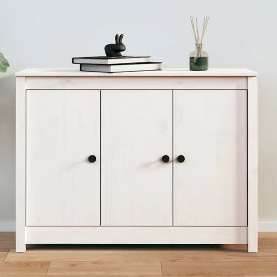 Secia Sideboard with 3 Doors - White, Pinewood