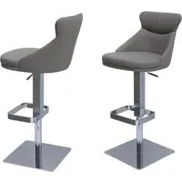 Sedalia Bar Chairs with Swivel - Taupe, Faux Leather