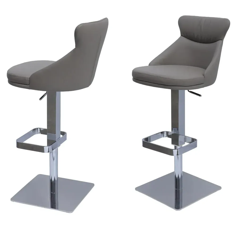 Sedalia Bar Chairs with Swivel - Taupe, Faux Leather