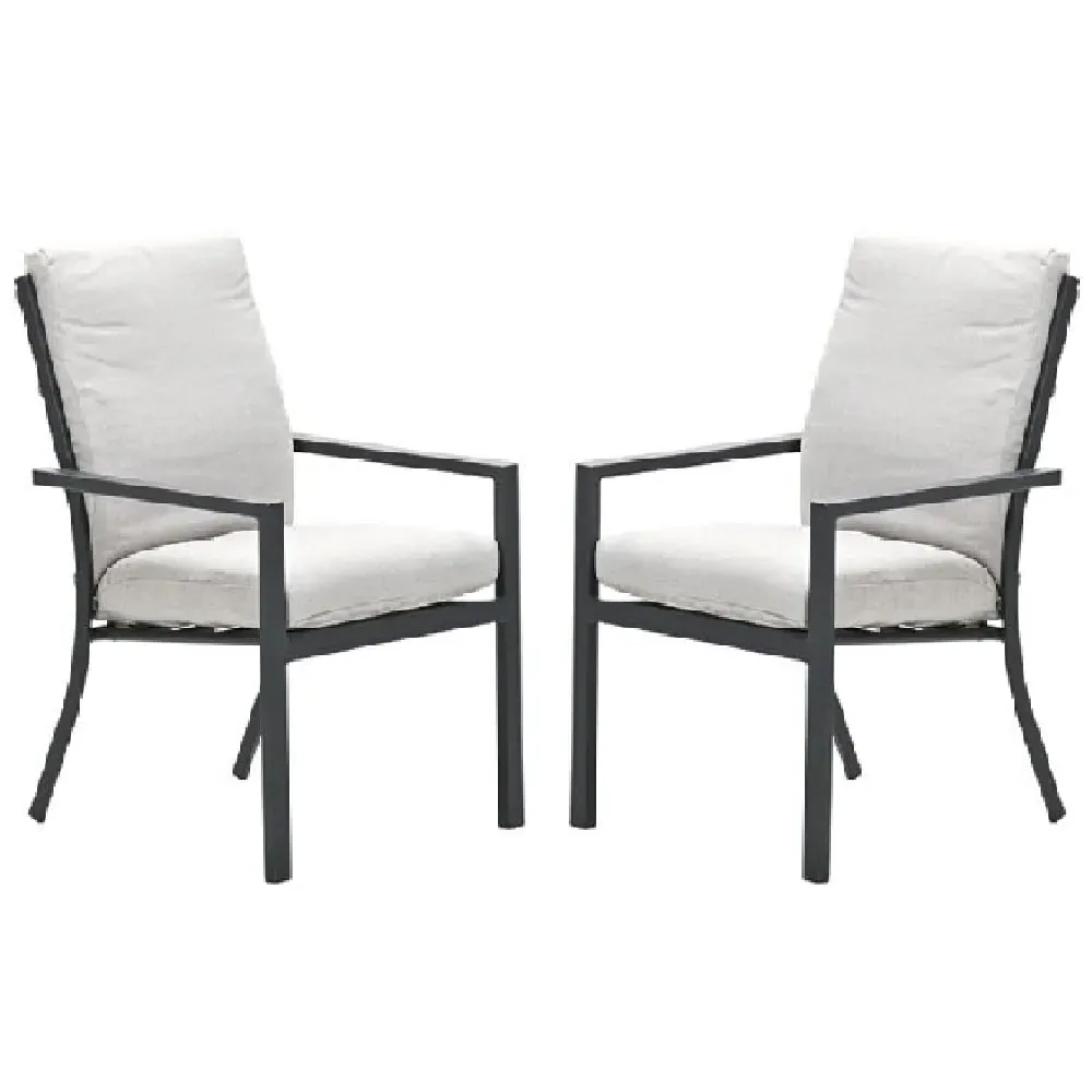 Sedalia Dining Chairs with Cushion Pair - Dark Grey, Aluminium