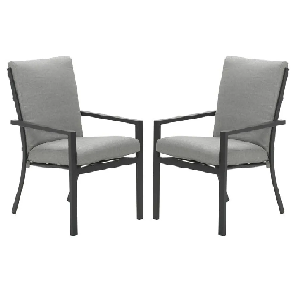 Sedalia Dining Chairs with Cushion Pair - Light Grey, Aluminium