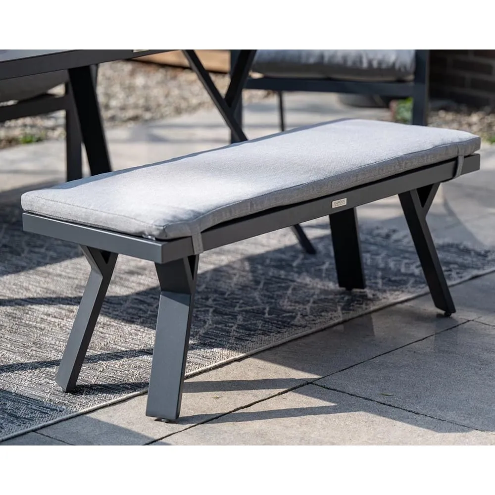Sedalia Garden Bench with Cushion - Light Grey, Aluminium