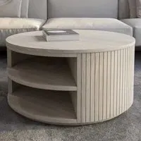 Sedalia Round Coffee Table with Swivel - Whitewash, Wood