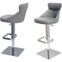 Sedalia Swivel Bar Chairs with Footrest - Grey, Faux Leather