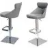 Sedalia Swivel Bar Chairs with Footrest - Grey, Faux Leather