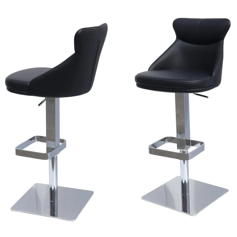 Sedalia Swivel Bar Chairs with Steel Base - Black, Faux Leather