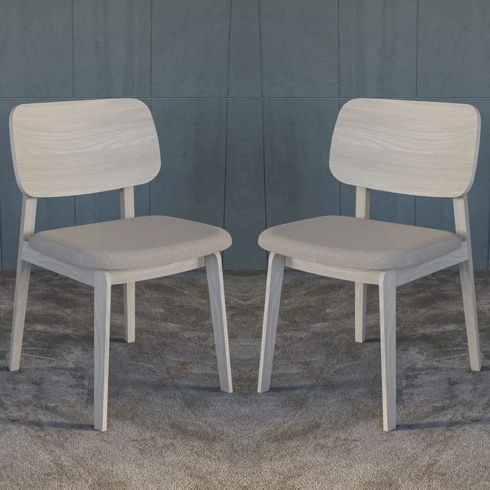 Sedalia Wooden Dining Chairs with Fabric Seat - Whitewash image