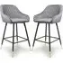 Sedona Bar Stools with Armrests - Grey, Velvet