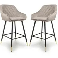 Sedona Bar Stools with Armrests - Mink, Velvet