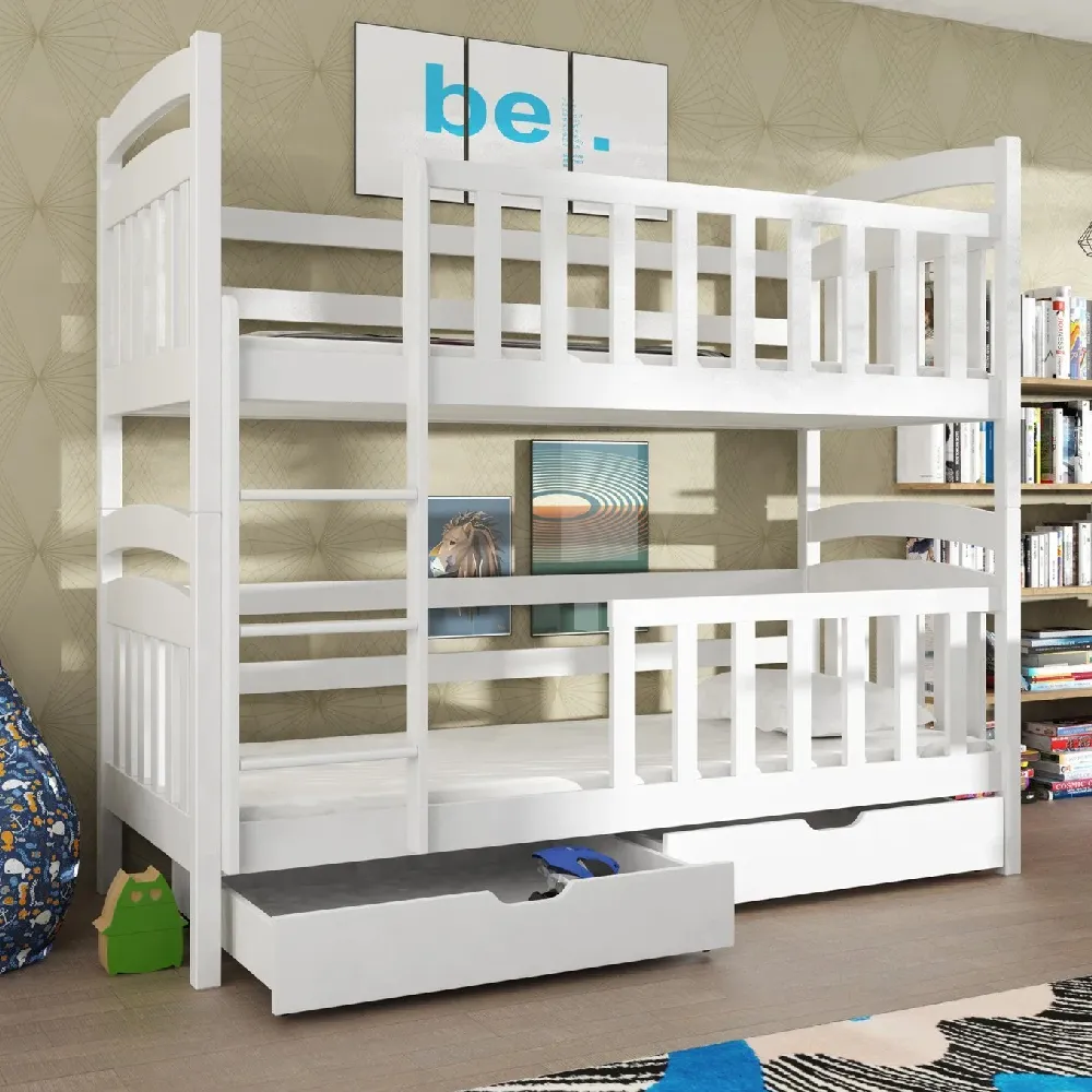 Seguin Bunk Bed with Storage - White, Laminated Board product