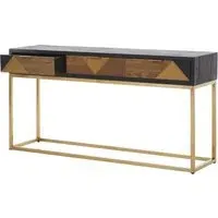 Seguin Console Table with 3 Drawers - Black, Gold