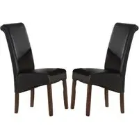 Seguin Dining Chairs Pair - Black, Leather