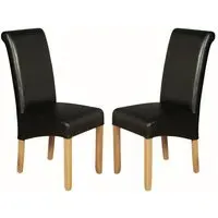 Seguin Dining Chairs Pair - Black, Leather