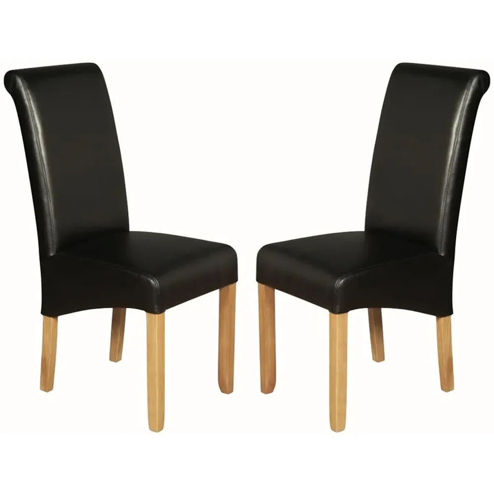 Seguin Dining Chairs Pair - Black, Leather image