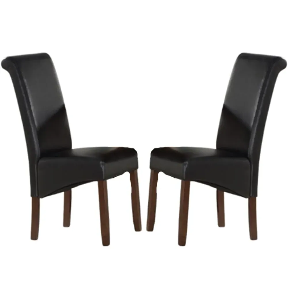 Seguin Dining Chairs Pair - Black, Leather