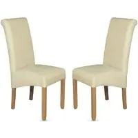Seguin Dining Chairs with Oak Legs - Cream, Faux Leather