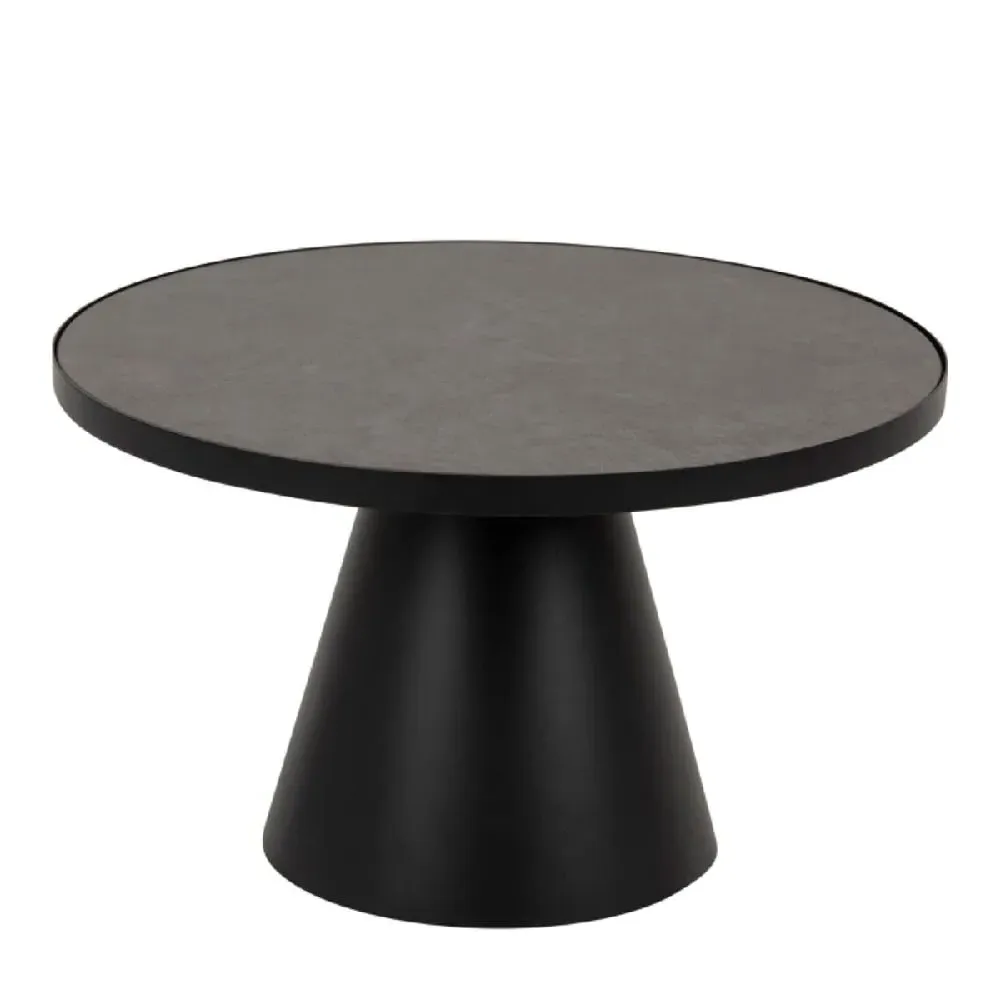 Seguin Large Round Coffee Table - Black, Ceramic