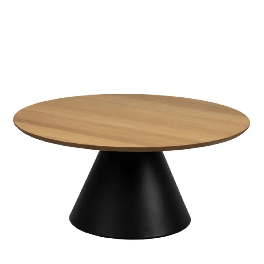 Seguin Large Round Coffee Table - Black, Oak