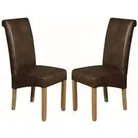 Seguin Pair of Dining Chairs - Tan, Faux Leather alternate view