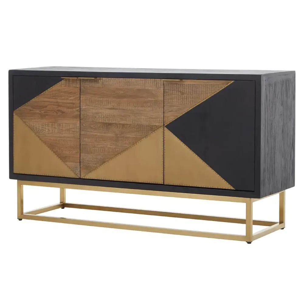 Seguin Storage Cabinet with 3 Doors - Black, Gold