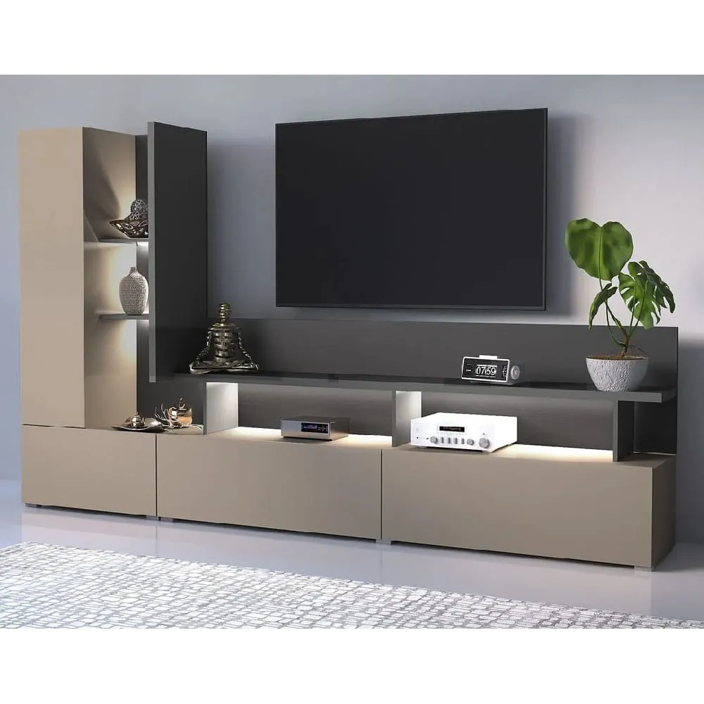 Seguin TV Stand with 2 Doors 2 Drawers - Anthracite