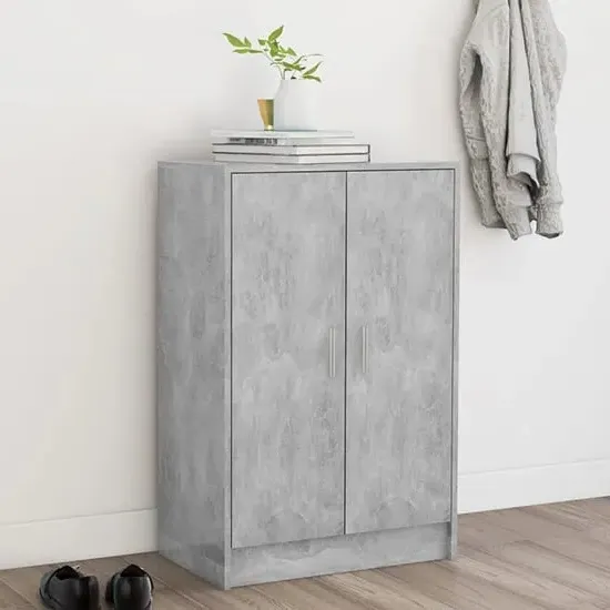 Seiji Shoe Storage Cabinet with 2 Doors - Concrete Effect, Engineered Wood product
