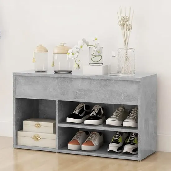Seim Shoe Storage Bench with 2 Shelves - Concrete Effect image