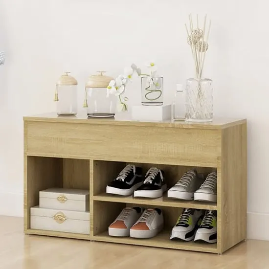 Seim Shoe Storage Bench with 2 Shelves - Sonoma Oak