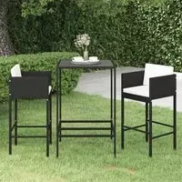 Selah 70cm Bar Table with 2 Avyanna Chairs - Black, Glass