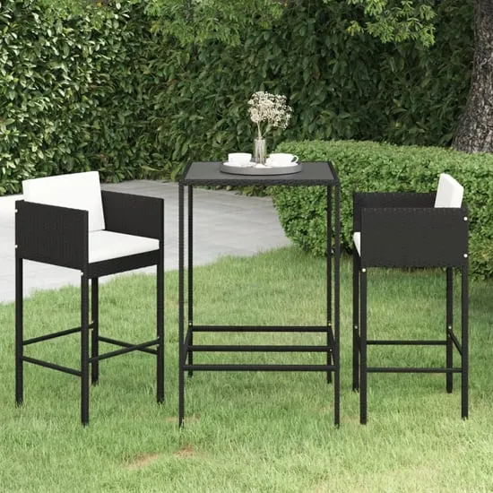Selah 70cm Bar Table with 2 Avyanna Chairs - Black, Glass