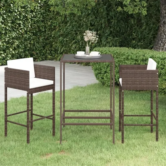 Selah 70cm Bar Table with 2 Avyanna Chairs - Brown, Glass