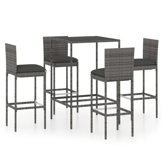 Selah 70cm Bar Table with 4 Audriana Chairs - Grey, Glass