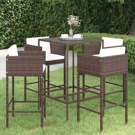 Selah 70cm Bar Table with 4 Avyanna Chairs - Brown, Glass