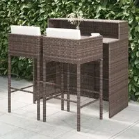 Selah Bar Set with 2 Avyanna Chairs - Brown, Poly Rattan