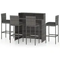 Selah Bar Set with 4 Audriana Chairs - Grey, Poly Rattan