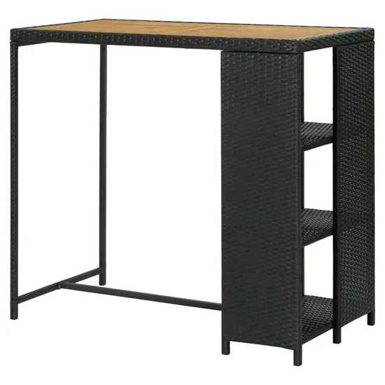 Selah Bar Table with Storage Rack - Black, Acacia Wood